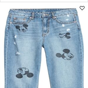 H&M Blue Straight Leg Jeans with Playful Design